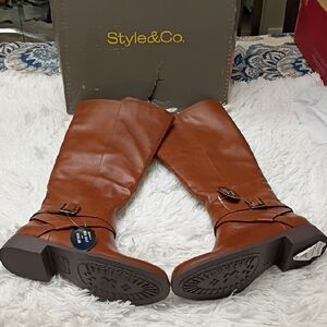 New Style & Co. Margo Acorn Brown Riding Boots 6M